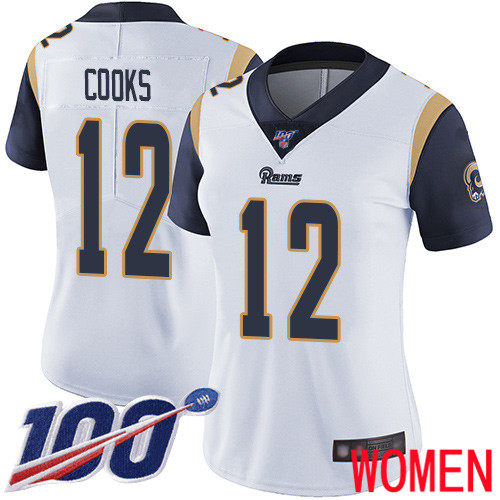 Los Angeles Rams Limited White Women Brandin Cooks Road Jersey NFL Football 12 100th Season Vapor Untouchable